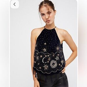 Free People  Midnight Magic Embellished Top